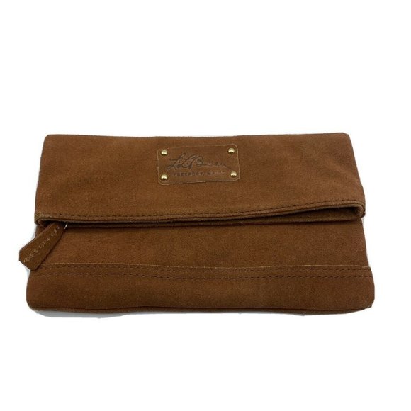 L.L. Bean Handbags - L.L. Bean Foldover Clutch Brown Suede